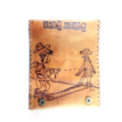 Καπνοθήκη Δερμάτινη Πυρογραφία Lucky Luke